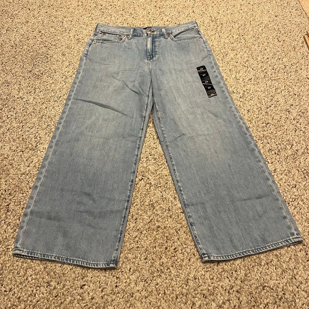 NEW J Crew Light Feel Wide Leg Crop Jeans 29 Denim Medium Wash Normcore Preppy